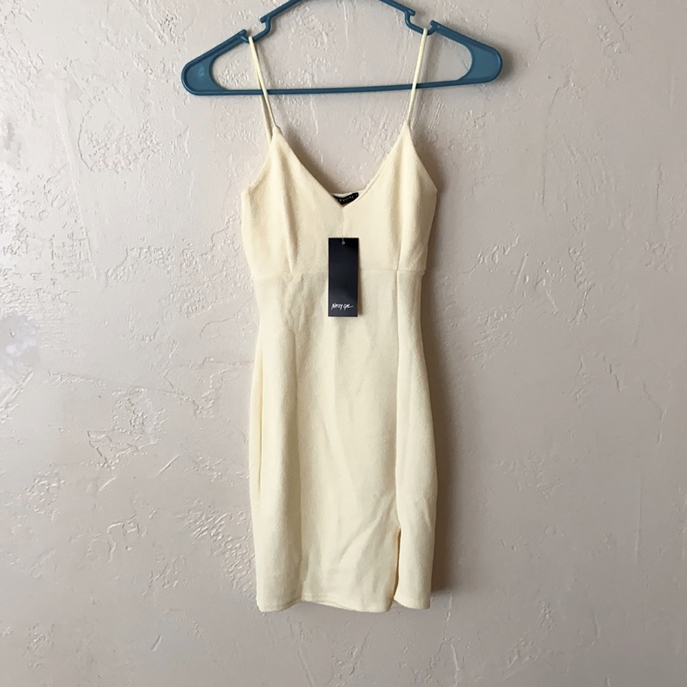 Lemon yellow bodycon mini dress